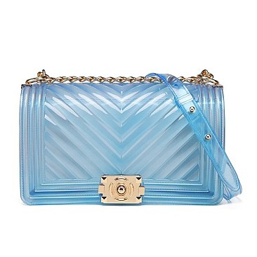 Fashionable Clear Jelly Chevron Shoulder Bag