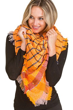 Plaid Pattern Oversized Blanket Scarves