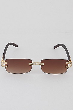 Pack of 12 Retro Rimless Sunglasses with Rhinestones