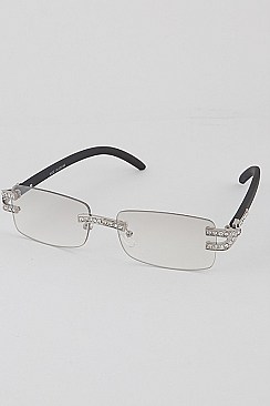 Pack of 12 Retro Rimless Sunglasses with Rhinestones