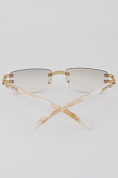 Pack of 12 Retro Rimless Sunglasses with Rhinestones