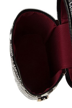 Fashion Snake Print Bucket Shape Crossbody Bag