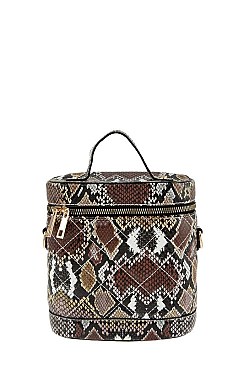Fashion Snake Print Bucket Shape Crossbody Bag