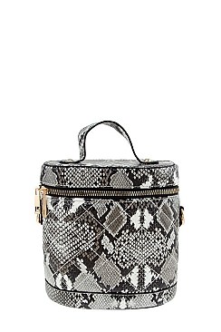 Fashion Snake Print Bucket Shape Crossbody Bag
