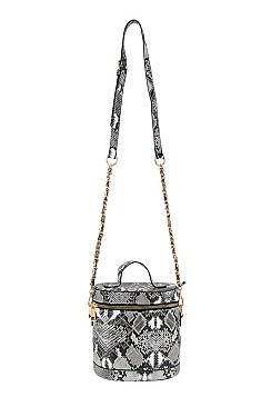 Fashion Snake Print Bucket Shape Crossbody Bag