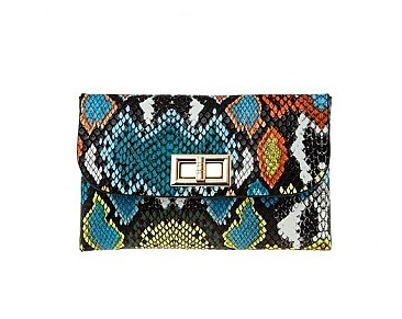 Trendy Rectangular Snake Print Fanny Pack