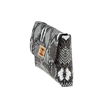 Trendy Rectangular Snake Print Fanny Pack