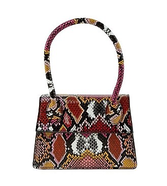 Trendy Round Top Handle Snake Print Handbag