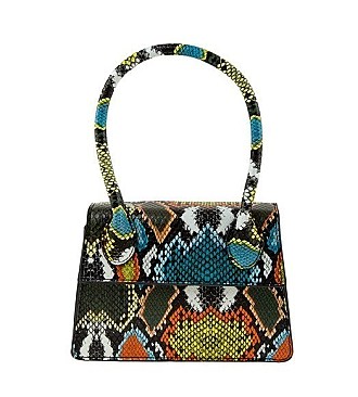 Trendy Round Top Handle Snake Print Handbag