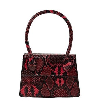 Trendy Round Top Handle Snake Print Handbag