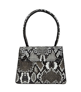 Trendy Round Top Handle Snake Print Handbag