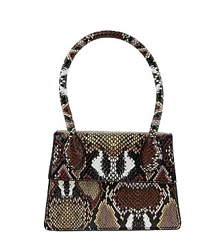 Trendy Round Top Handle Snake Print Handbag