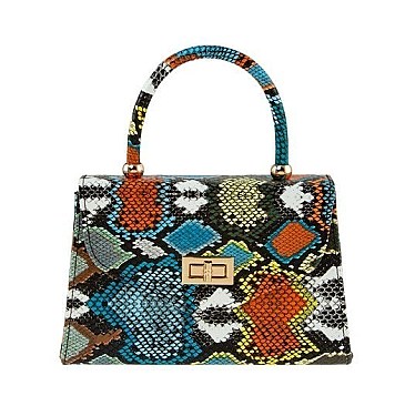 Fashion Snake Print Crossbody Bag with Handle
