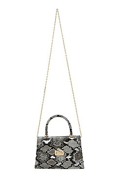 Fashion Snake Print Crossbody Bag with Handle