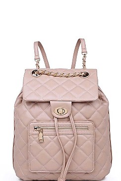 STYLISH QUILTED VEGAN LEATHER LUXURY MONROE BACKPACK JY13653A