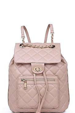 STYLISH QUILTED VEGAN LEATHER LUXURY MONROE BACKPACK JY13653A