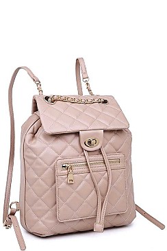 STYLISH QUILTED VEGAN LEATHER LUXURY MONROE BACKPACK JY13653A