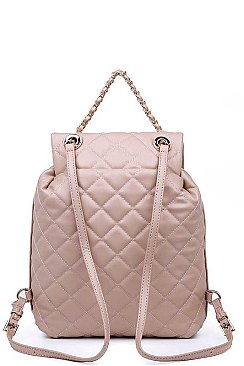 STYLISH QUILTED VEGAN LEATHER LUXURY MONROE BACKPACK JY13653A