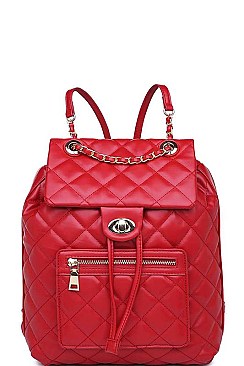 STYLISH QUILTED VEGAN LEATHER LUXURY MONROE BACKPACK JY13653A