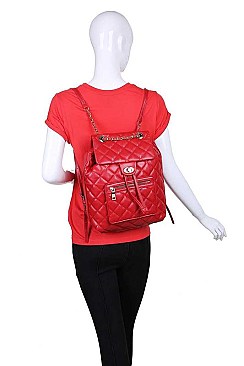 STYLISH QUILTED VEGAN LEATHER LUXURY MONROE BACKPACK JY13653A
