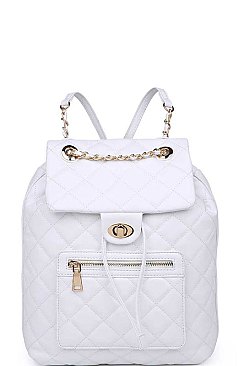 STYLISH QUILTED VEGAN LEATHER LUXURY MONROE BACKPACK JY13653A