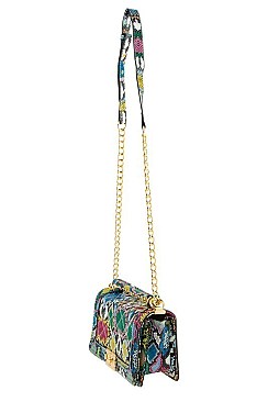 Stylish Rectangular Snake Print Quilted Shoulder Bag