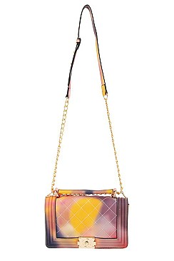 Stylish Quilted Rectangular Tie Dye Shoulder Bag