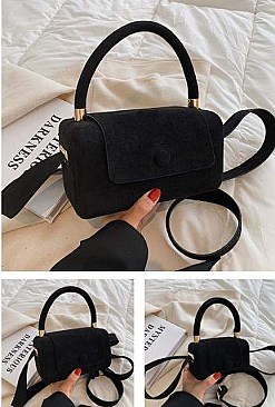 Fancy Felt-suede Boxy Satchel -Crossbody