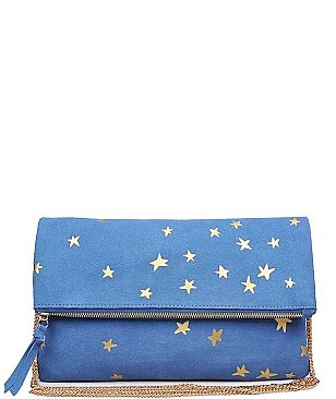 GLITTERY STARRED LUXURY NORTH CLUTCH BAG WITH SLING CHAIN JY-14220ML