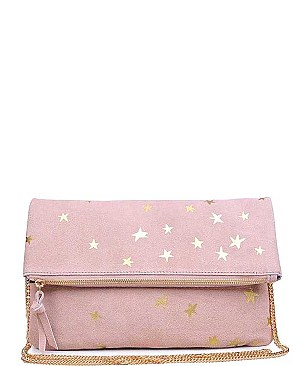 GLITTERY STARRED LUXURY NORTH CLUTCH BAG WITH SLING CHAIN JY-14220ML