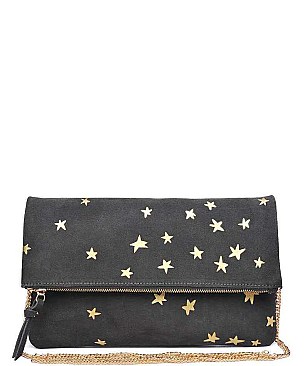 GLITTERY STARRED LUXURY NORTH CLUTCH BAG WITH SLING CHAIN JY-14220ML