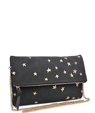 GLITTERY STARRED LUXURY NORTH CLUTCH BAG WITH SLING CHAIN JY-14220ML