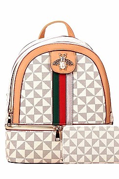 QUEEN BEE STRIPE BACKBAG  WALLET SET