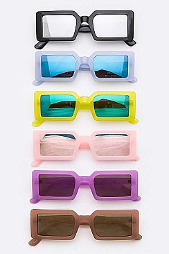 Pack of 12 Neon Color Retro Square Sunglasses