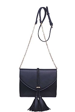 STYLISH TASSELED FAUX LEATHER LUXURY FOXY CROSSBODY BAG JY-14965ML