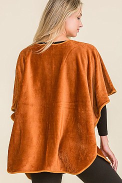 PACK OF 12 SOLID VELVET SHAWL PONCHO WITH A BUTTON POINT