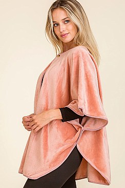 PACK OF 12 SOLID VELVET SHAWL PONCHO WITH A BUTTON POINT