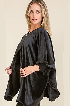 PACK OF 12 SOLID VELVET SHAWL PONCHO WITH A BUTTON POINT