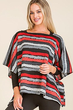 Pack of 12 MULTI TONE STRIPED PONCHO