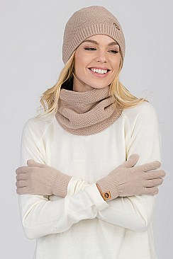 Pack of 12 Classic Assorted Color Beanie & Infinity Scarf & Glove Set