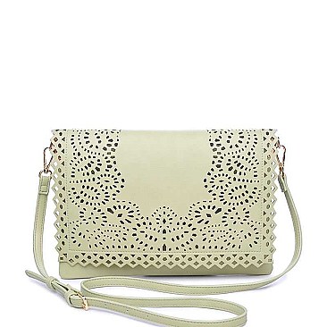 STYLISH LASER CUT LUXURY VALENTINA CLUTCH BAG WITH SLING STRAP JY-15196ML