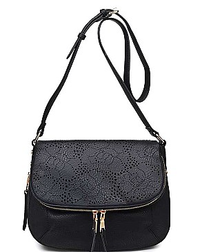 LUXURY PEBBLED VEGAN LEATHER SUNDAY CROSSBODY BAG JY15644