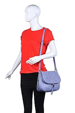 LUXURY PEBBLED VEGAN LEATHER SUNDAY CROSSBODY BAG JY15644