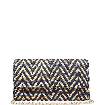 LUXURY BAHAMAS ZIGZAG STRAW FASHION CLUTCH BAG JY15850B