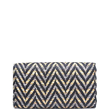 LUXURY BAHAMAS ZIGZAG STRAW FASHION CLUTCH BAG JY15850B