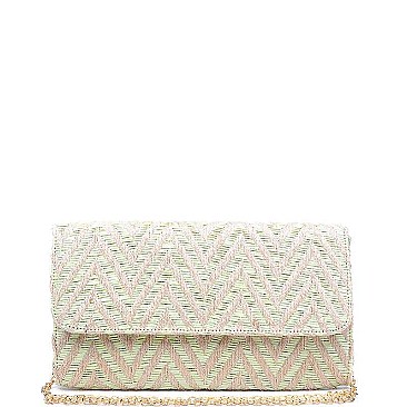 LUXURY BAHAMAS ZIGZAG STRAW FASHION CLUTCH BAG JY15850B