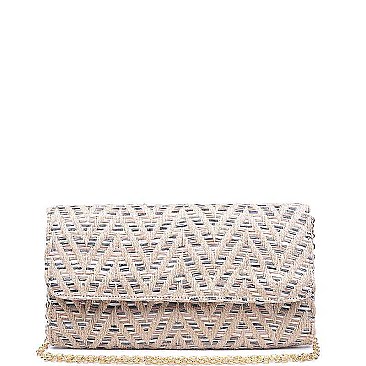 LUXURY BAHAMAS ZIGZAG STRAW FASHION CLUTCH BAG JY15850B