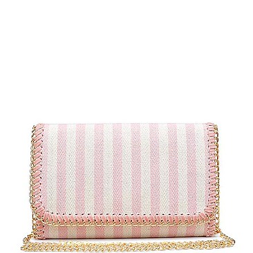 LUX MONA STRIPED CANVAS FASHION CLUTCH BAG  JY15965