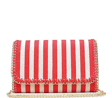 LUX MONA STRIPED CANVAS FASHION CLUTCH BAG  JY15965