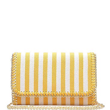 LUX MONA STRIPED CANVAS FASHION CLUTCH BAG  JY15965